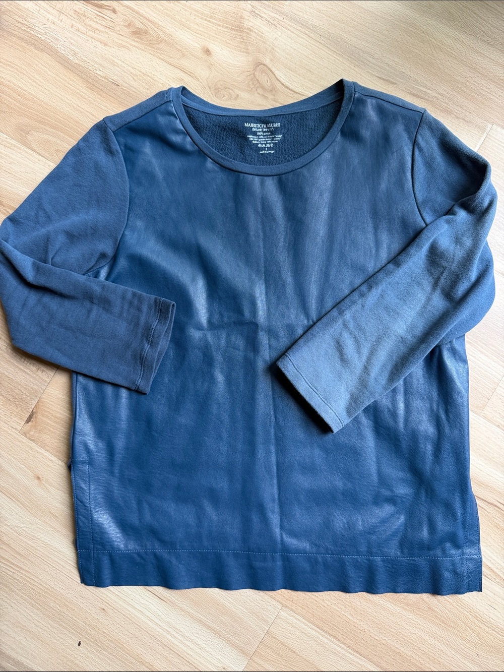 Majestic Filatures 100% Cotton deluxe teeshirt with 100% genuine leather front